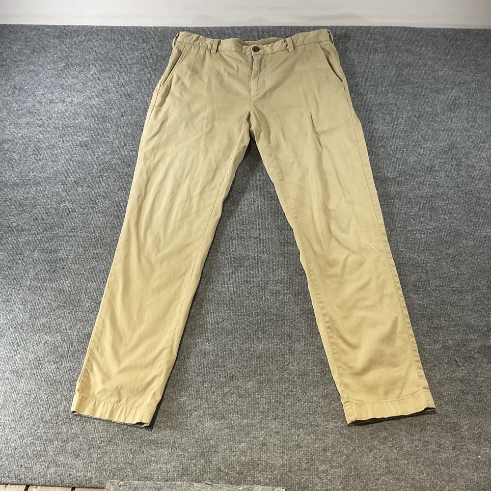 Brooks Brothers Red Fleece Mens Tan Chino Pants Khakis W34 L32 Slim Straight